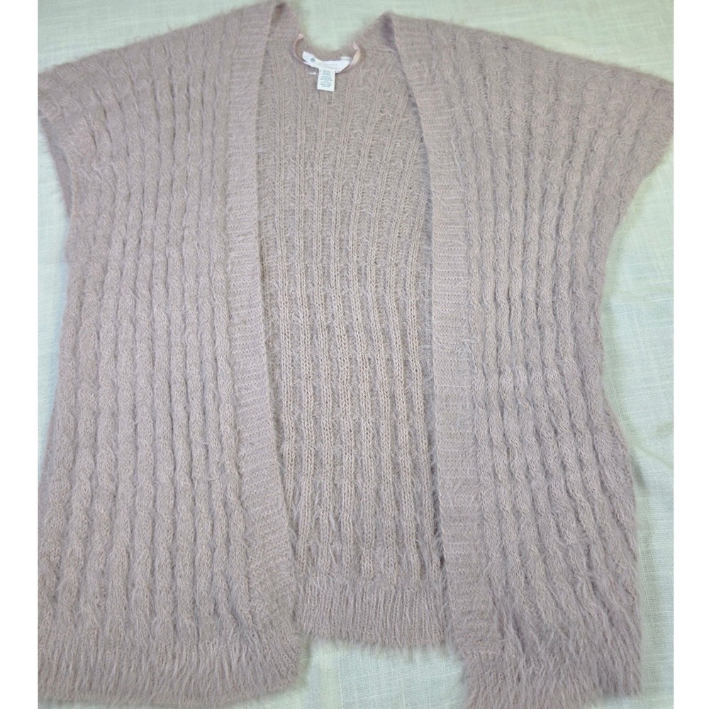Lauren Conrad Open Front Cardigan Vest Mauve Pink Fuzzy Eyelash Knit One Size